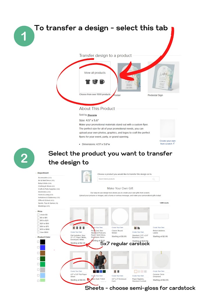 zazzle instructional guides -transfer to other products