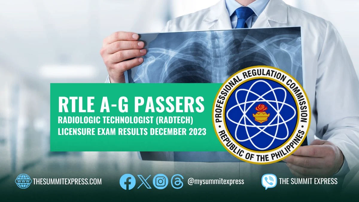 LIST OF PASSERS: A-G December 2023 Radtech board exam RTLE result