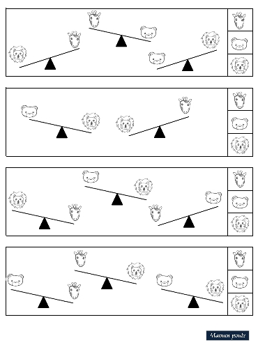 プリント シーソーの問題１番重い 軽い編 ママンプールのお受験日記