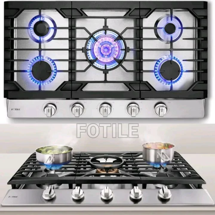 Fotile 5-Burner Gas Cooktop: GLS36502 Stainless Steel Cooking Set with a 22,000 BTU Center Burner and Auto Power-off Safety Device