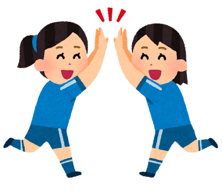 ハイタッチをする女性のイラスト サッカー かわいいフリー素材集 いらすとや