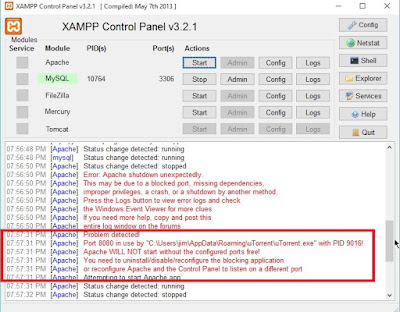XAMPP Server Apache Service Unable To Start Due To uTorrent XAMPP Server | Apache Service Unable To Start Due To uTorrent