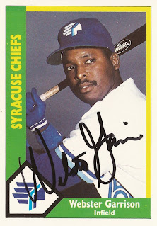 Webster Garrison autographed 1990 Syracuse Chiefs card