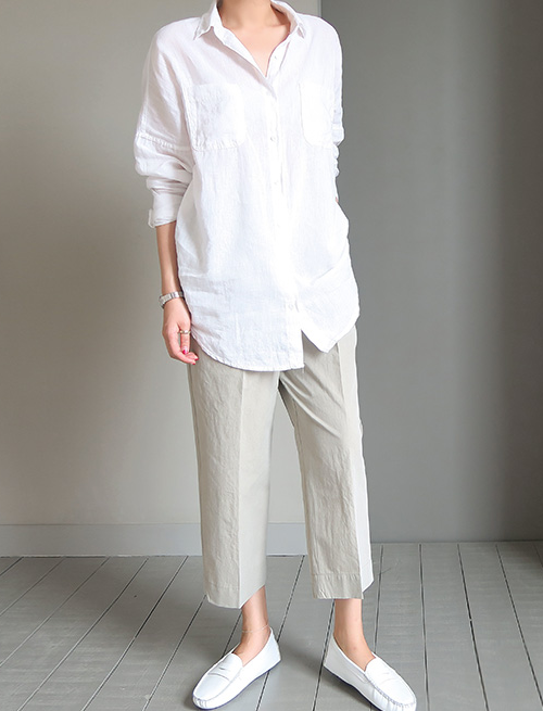  Loose Sheer Button-Down Shirt