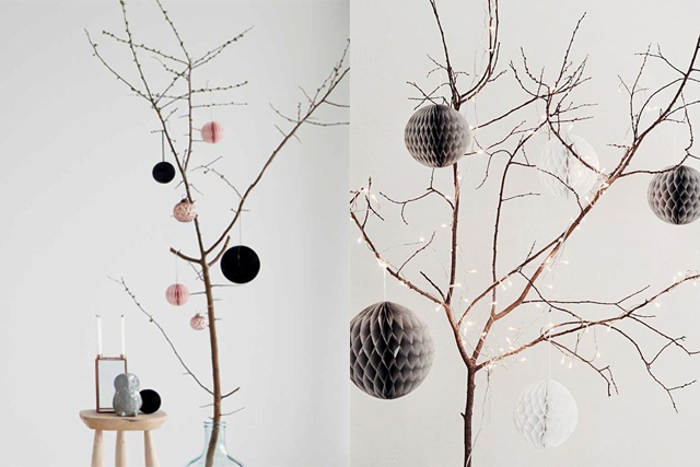 decoración de interiores inspiración navidad árbol ramitas hermanas bolena