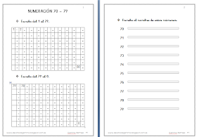  EJERCICIOS DE NUMERACIÓN  DEL 70 AL 79