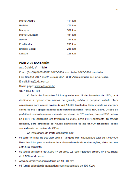 INVENTÁRIO DA OFERTA E INFRA ESTRUTURA TURÍSTICA DE SANTARÉM – PARÁ – AMAZÔNIA – BRASIL - 2010 / ANO BASE 2010