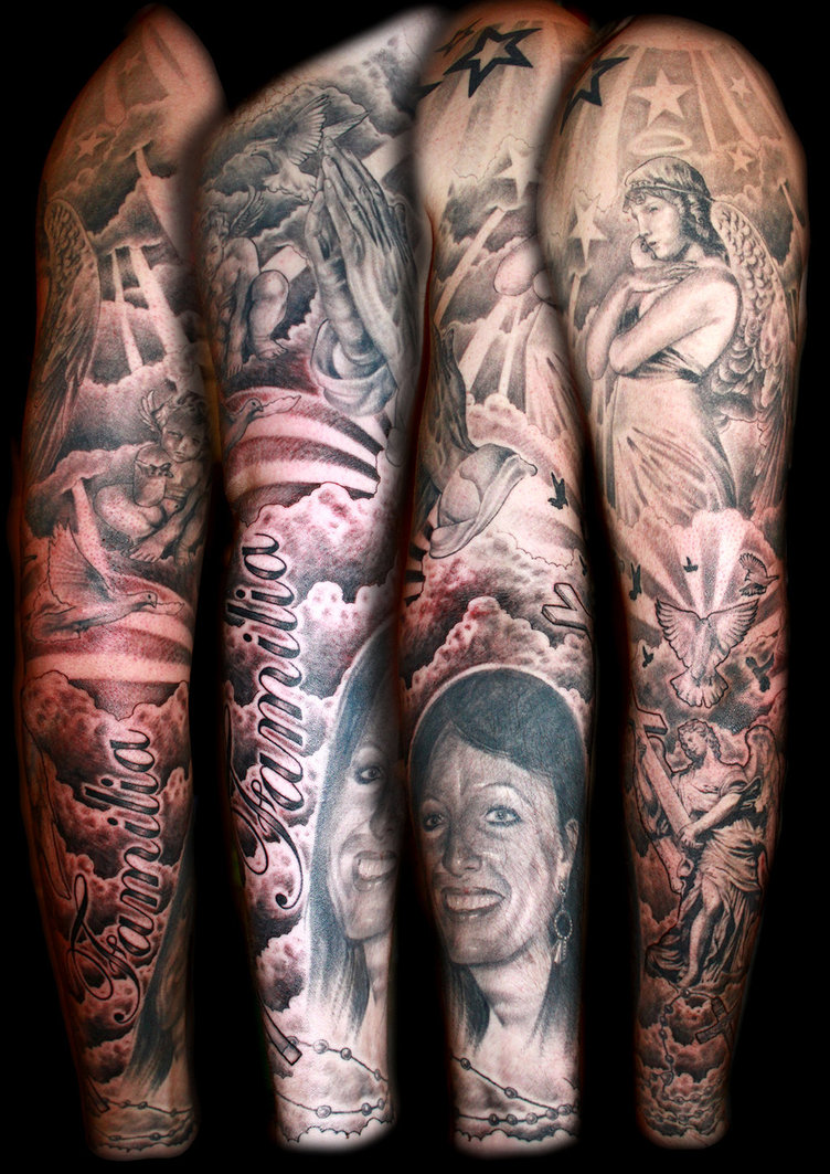 whatevercathieb: sleeve tattoos - Religious Tattoos Designs On Sleeves