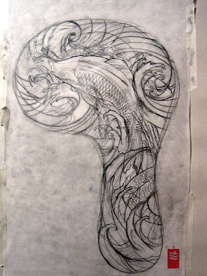 Character Koi Sleeve Tattoo first draft