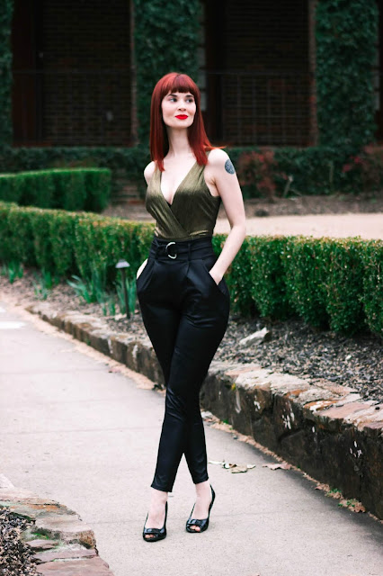 Black PU Tapered D-Ring Trousers - Sloane from FemmeLuxefinery.co.uk