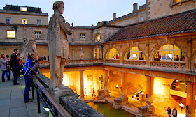 Viewing the Roman baths from the Victorian-era balcony Viewing the Roman baths from the Victorian-era balcony