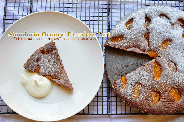 Gluten free flourless chocolate tart with orange