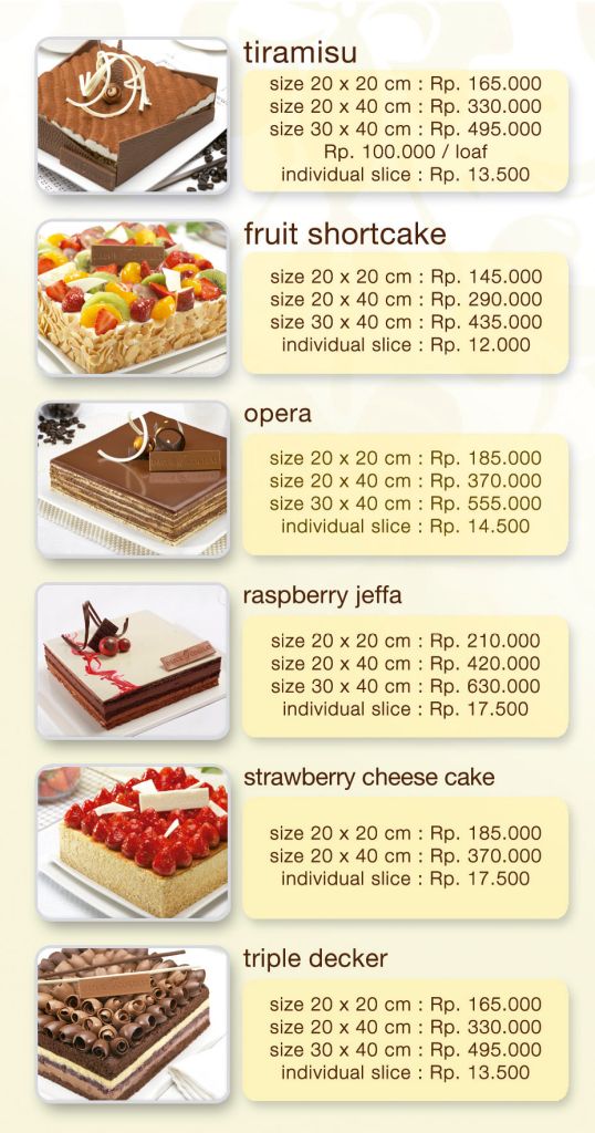  Daftar  Harga  Kue di DapurCokelat Com