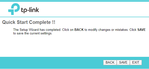 Save Settings Section in Tplink