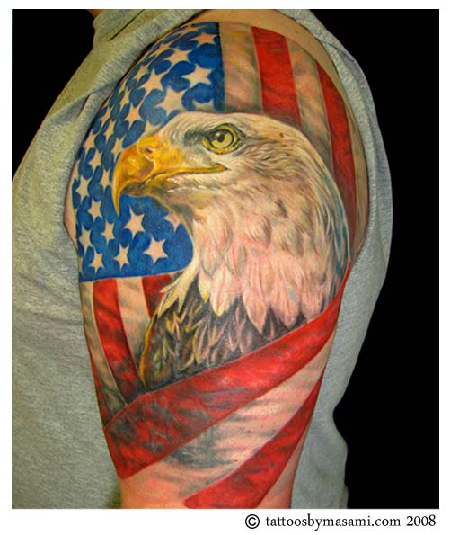 cross and american flag tattoos. italian american flag tattoos.