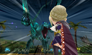 Garnet faces off against the Green Dragon, a powerful boss in The Legend of Legacy.