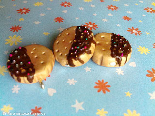 Kawaii cute Chocolate-Dipped Cookies with Sprinkles Charms