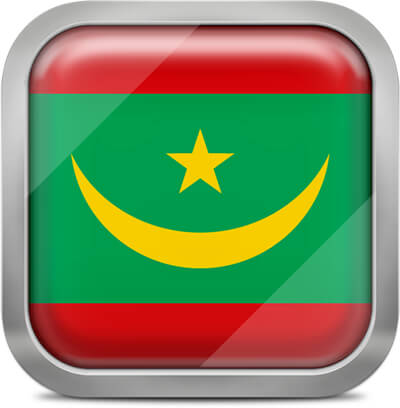 Mauritania square flag with metallic frame
