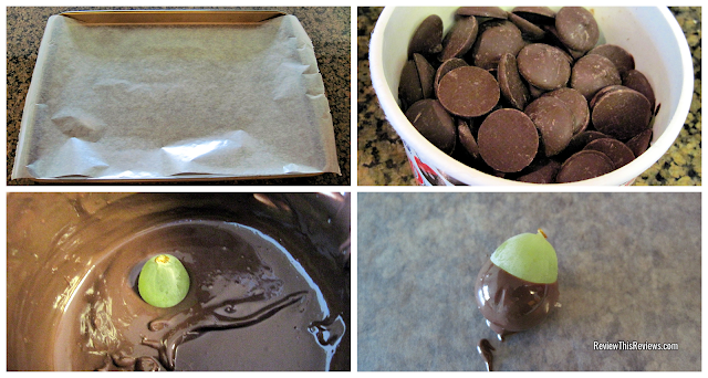 Step by Step photos for making chocolate dipped grapes