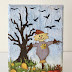 Canvas with scarecrow and tree