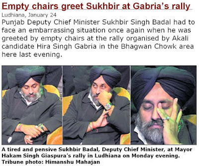 Empty Chairs Greet Sukhbir At Gabria Rally