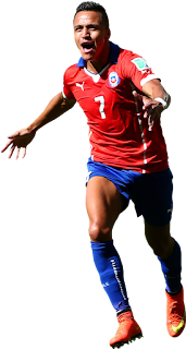 Foto Alexis Sanchez dengan kostum tim nasional Chile