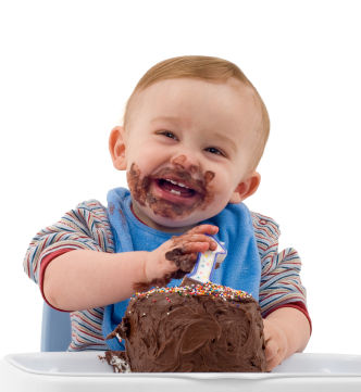 Baby Birthday Cakes on First Birthday Party Cake Eating By Cute Baby Boy