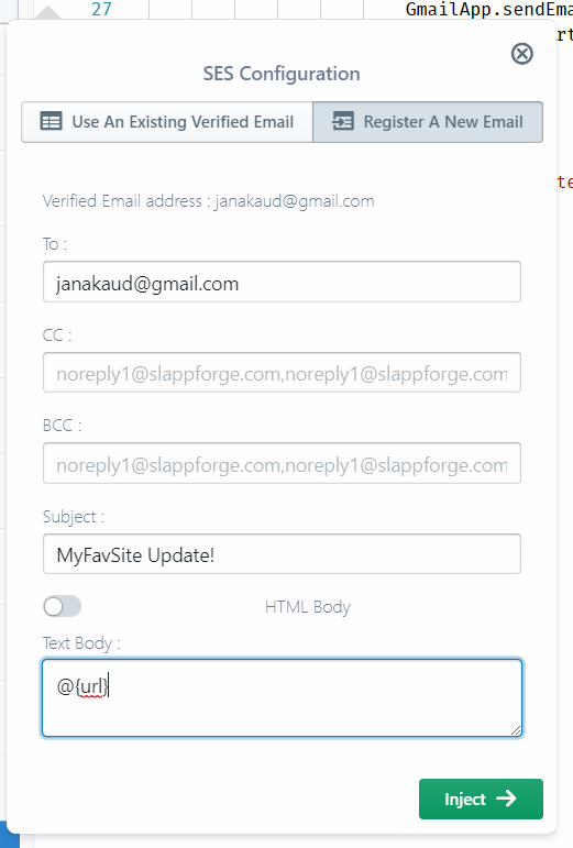 SES configuration