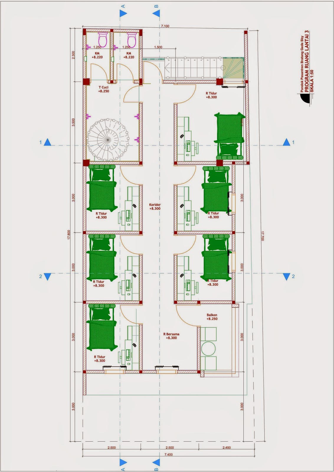 PERENCANAAN PESANTREN BRATANG GEDE OLAHAN DARI DESAIN  RUMAH  MINIMALIS  SEBELUMNYA 0823 3333 9949