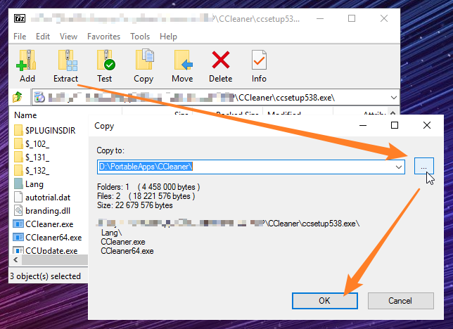 Extract to destination folder...
