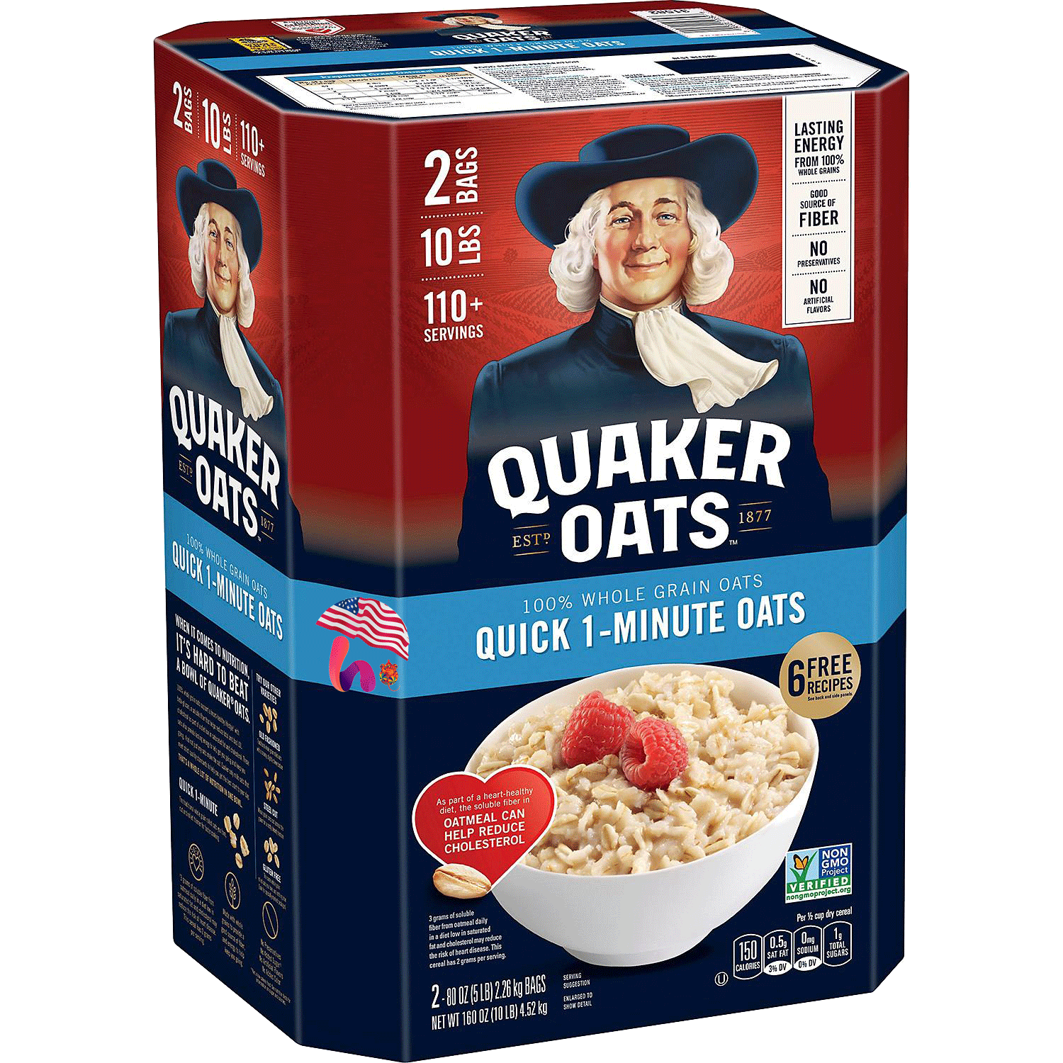 Yến Mạch Quaker Oats Quick 1 Minutes dạng hạt cán vỡ