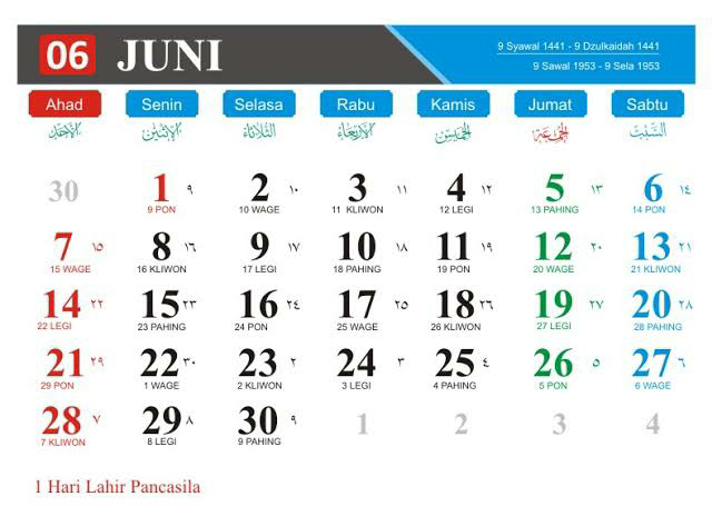  Kalender  Bulan  Juni  2021  dan Hari Peringatan nya ENKOSA 