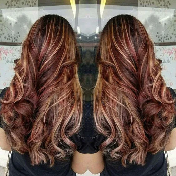 red highlights brown hair