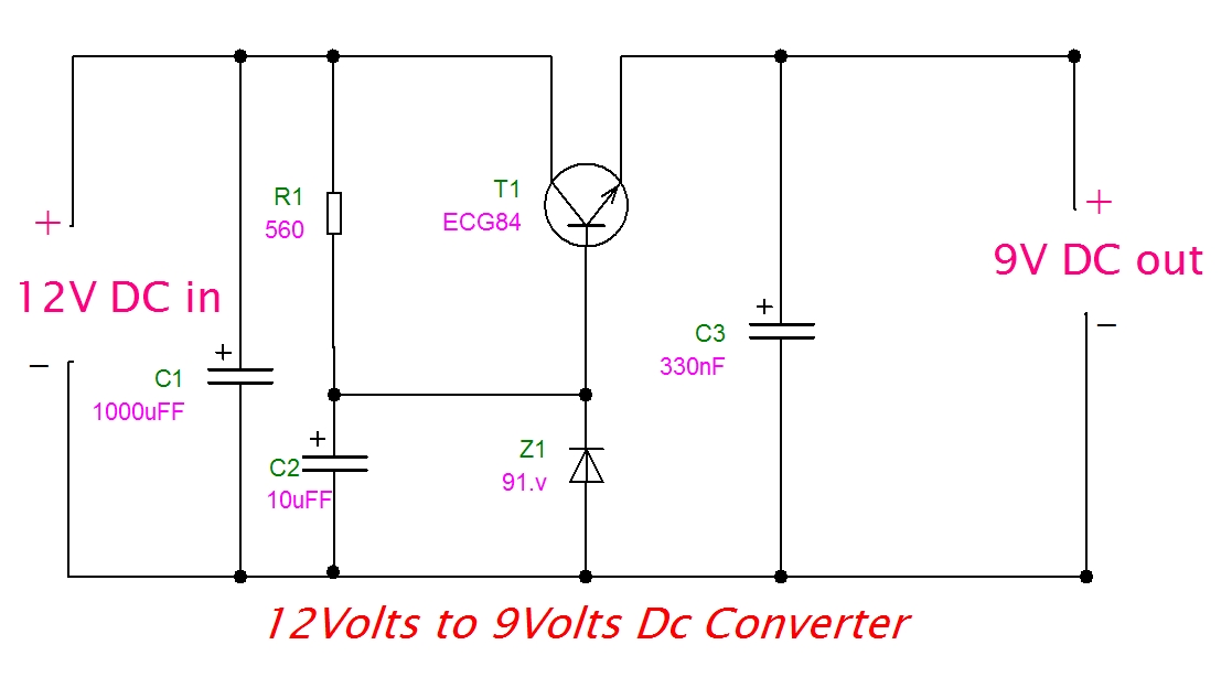 12v To 9v Converter Circuit - 12v Dc To 9v Dc Converter Circuit Diagram - 12v To 9v Converter Circuit