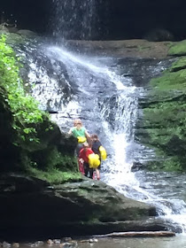 climbing the waterfall