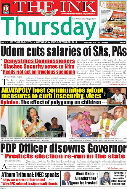 Latest Edition of THE INK NEWSPAPER, Uyo, Akwa Ibom State