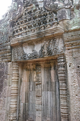 Intricate stone carvings in Bayon Temple