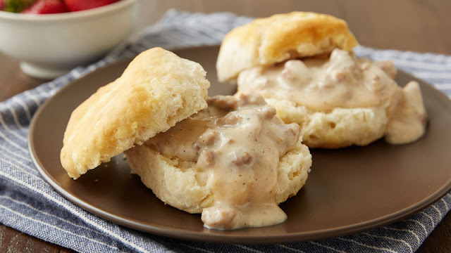 Tasty biscuits and gravy