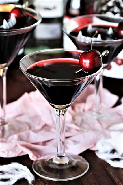  With its deep dark red color from black cherry juice and grenadine Dracula's Blood Cocktail