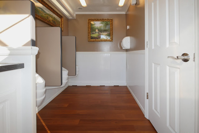 Inside View of Portable Restroom Trailers