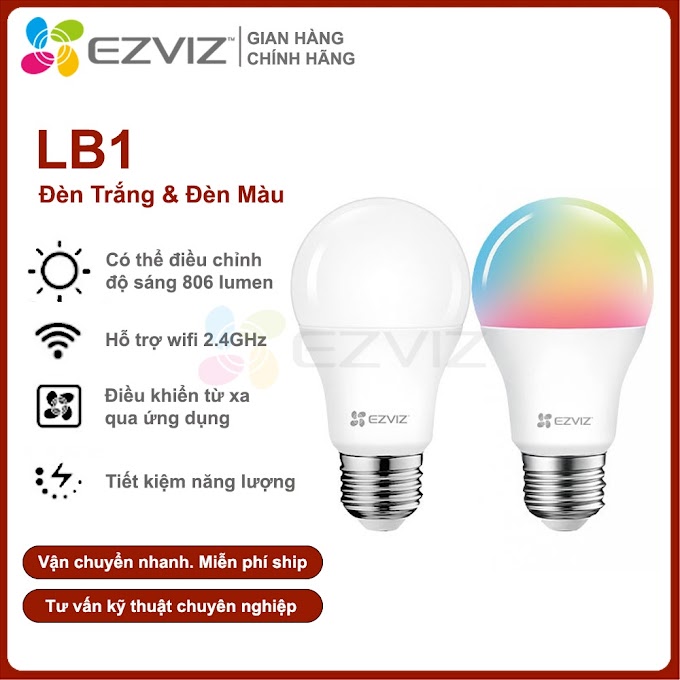 [ ezviz_mall_hoangnguyen ] [CHÍNH HÃNG] Bóng Đèn EZVIZ LCAW Dễ Dàng Lắp Đặt, Điều Khiển Bằng Giọng Nói, Điện Thoại, Chuyển Đổi Nhiệt Độ Màu Sắc