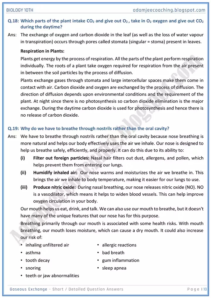 gaseous-exchange-short-and-detailed-answer-questions-biology-10th