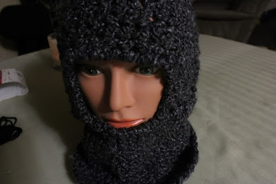 ninja mask, balaclava, crochet, finished project, homespun, Lion Brand