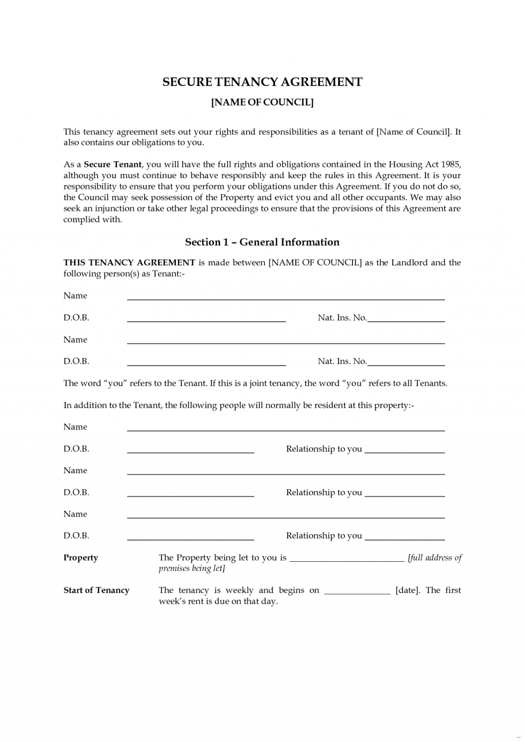 Tenancy agreement templates in word Format - Excel Template