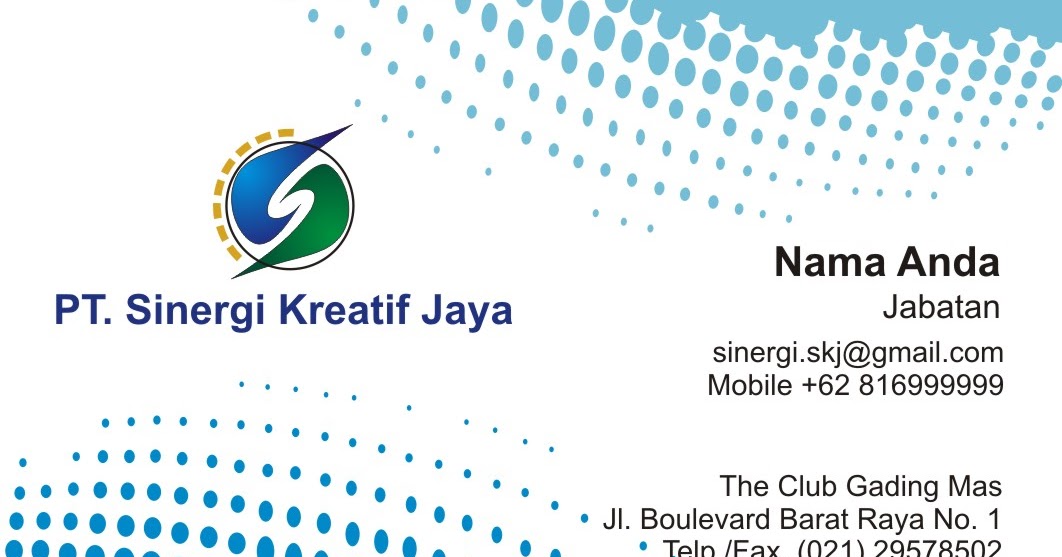 Baground Kartu Nama PT. Sinergi Kreatif Jaya - Audyfa Printing
