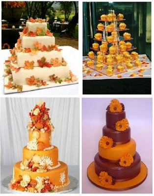 Orange Wedding Cakes With Accesories