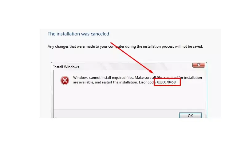 cara mengatasi error code 0x8007045d