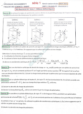 les séries de td corrigé d'électricité 3 smp s4 FSR Rabat