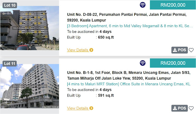 Rumah di Kuala Lumpur di Lelong bermula pada harga RM200 ribu