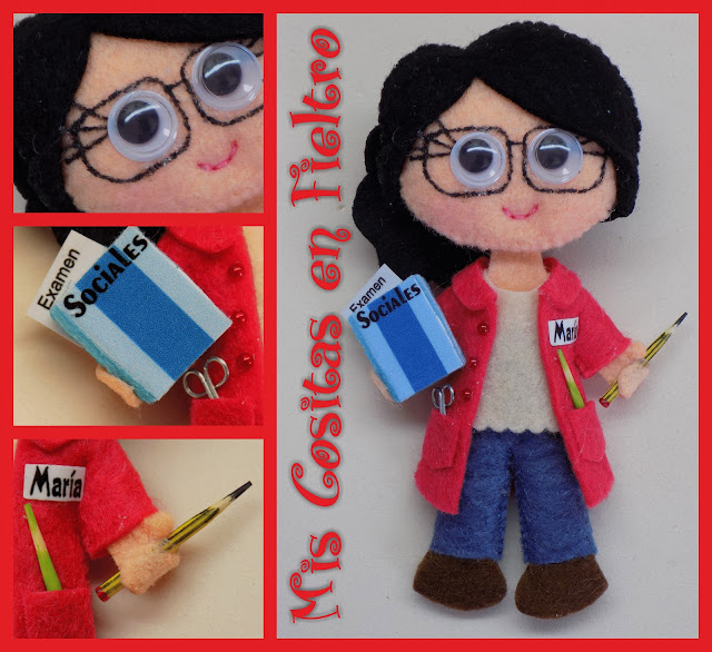 broche de fieltro, broche en fieltro, fieltro broche, broche, fieltro, felt, regalo, pin, Monigota, muñeca de fieltro, felt doll, teacher doll, mestra, maestra, profesora, profesora de fieltro, maestra de fieltro, mis cositas en fieltro, Sociales